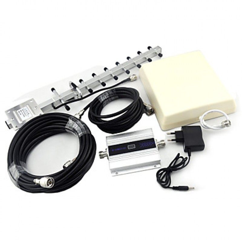 Mini W-CDMA Signal Booster 3G 2100mhz Mobile Phone Signal Repeater with Panel Antenna / Yagi Antenna / LCD Display