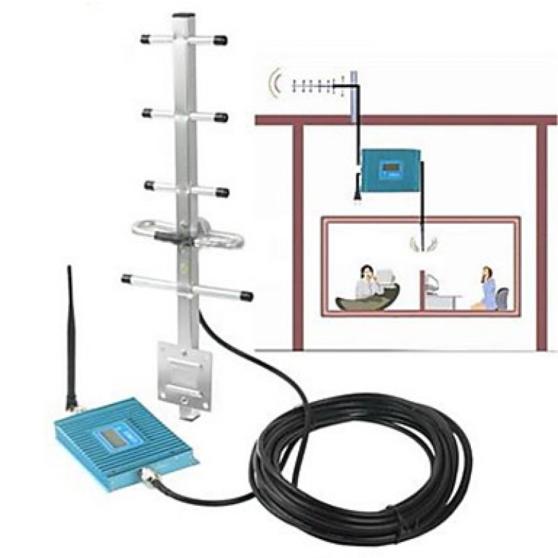 LCD Display GSM980 GSM 900MHz Mobile Phone Signal Booster , GSM Signal Booster + Yagi Antenna with 10M Cable