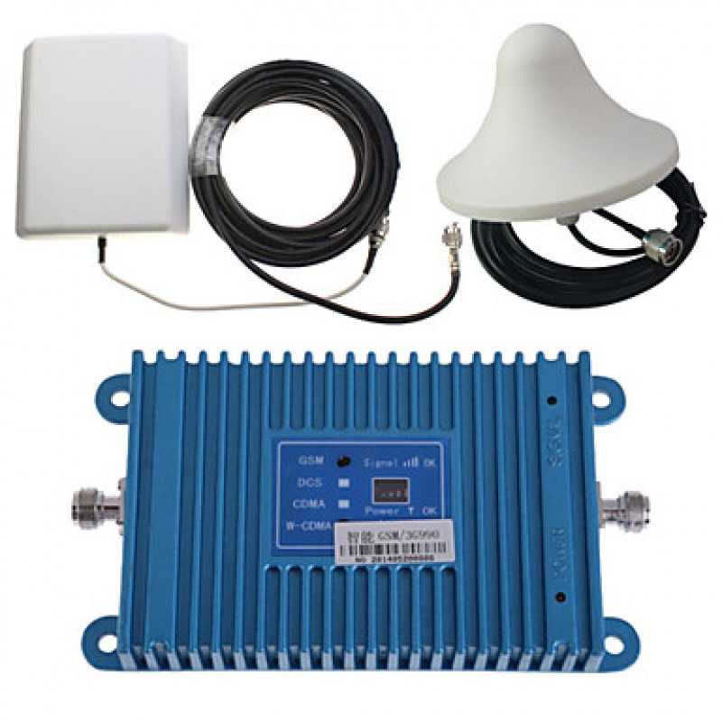 Intelligence Dual Band GSM/3G 900/2100MHz Mobile Phone Signal Booster Amplifier + Outdoor Panel Antenna Kit