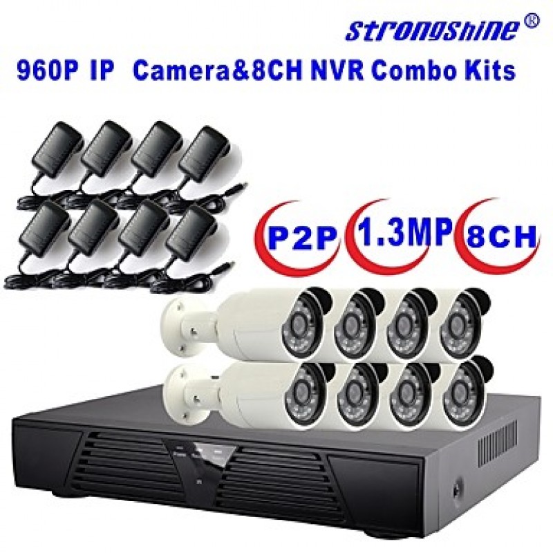 Camera with 960P/Infrared/Waterproof and 8CH  H.264 NVR  Combo Kits  