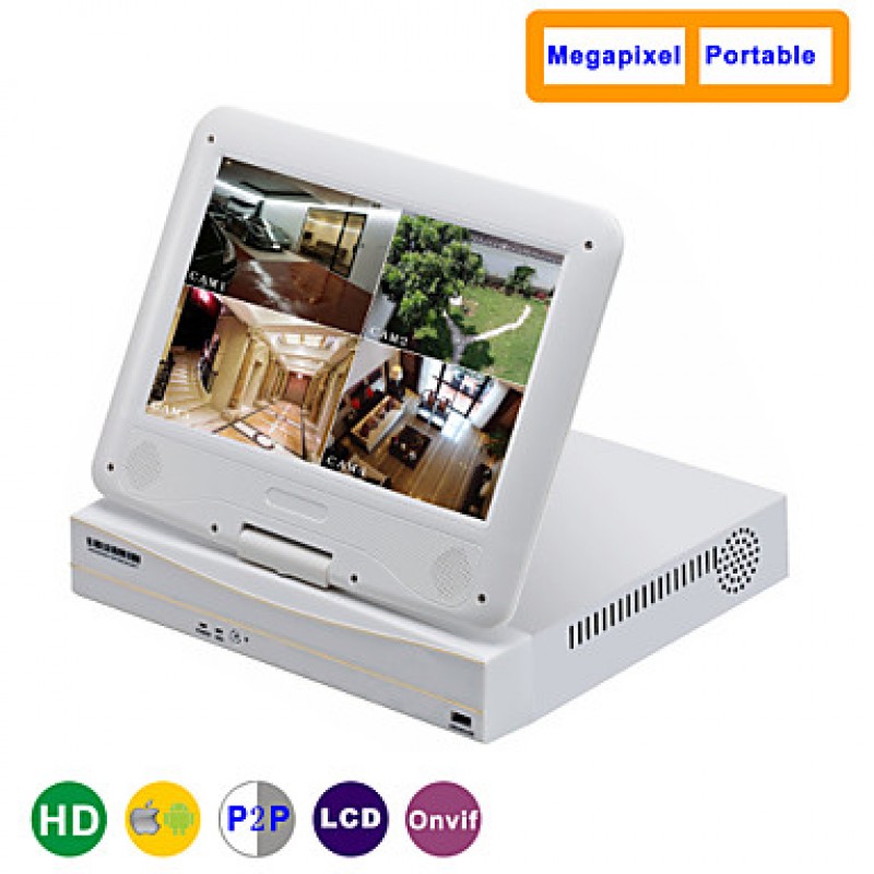 10.1 Inch 4CH 960P/720P with HDMI and P2P LCD NVR  