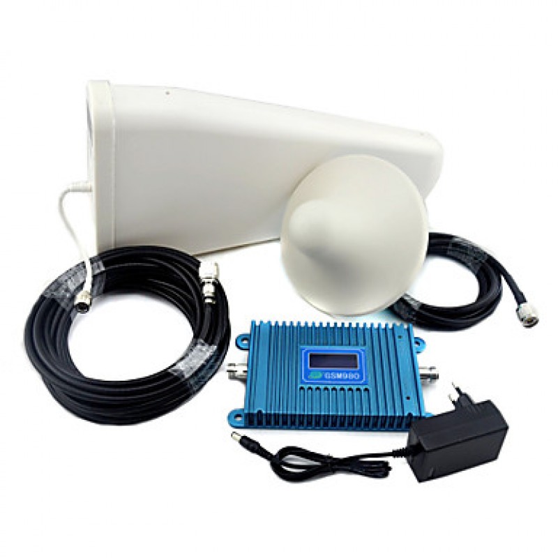 GSM 900mhz Mobile Phone Signal Booster GSM980 Signal Repeater with Log Periodic Antenna / Ceiling Antenna /LCD Display