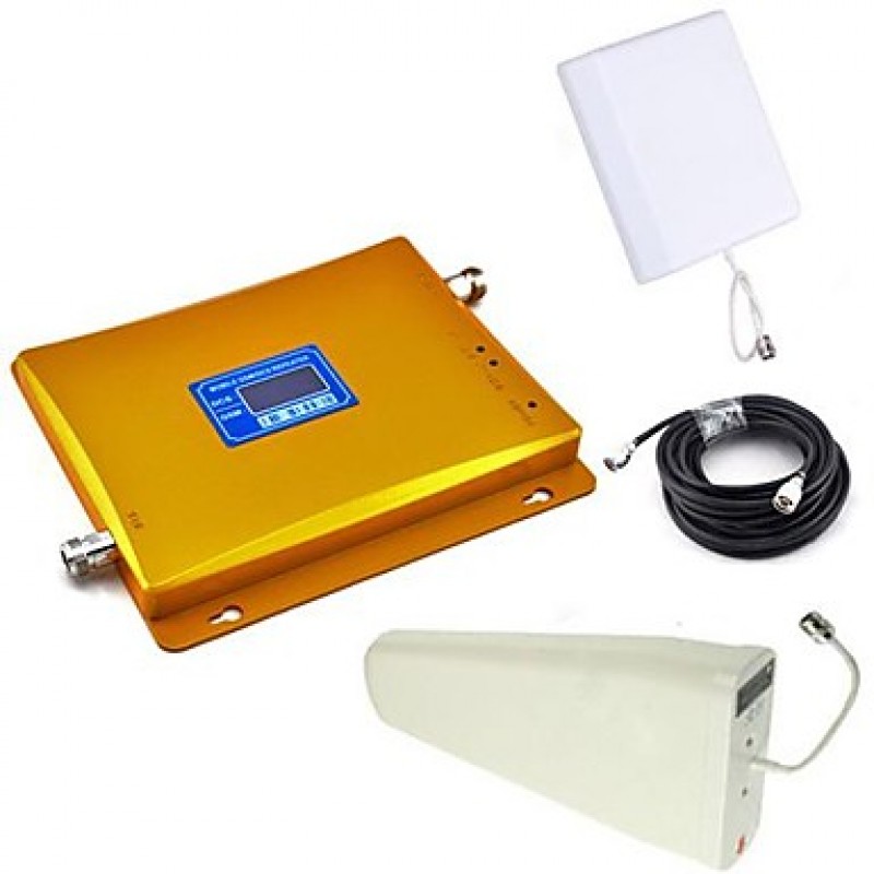 LCD Display GSM & DCS Mobile Phone Dual Band Signal Booster + Log Periodic Antenna + Planar Antenna with Cable